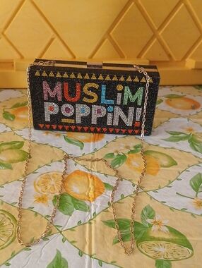 Beaded 'Muslim Poppin' Statement Clutch - Black Multicolor